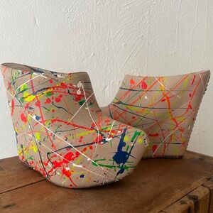 Limited edition Jeffrey Campbell Havana leather platform clogs